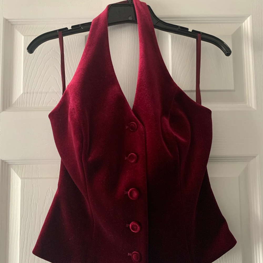 White House Black Market Burgundy Halter Top